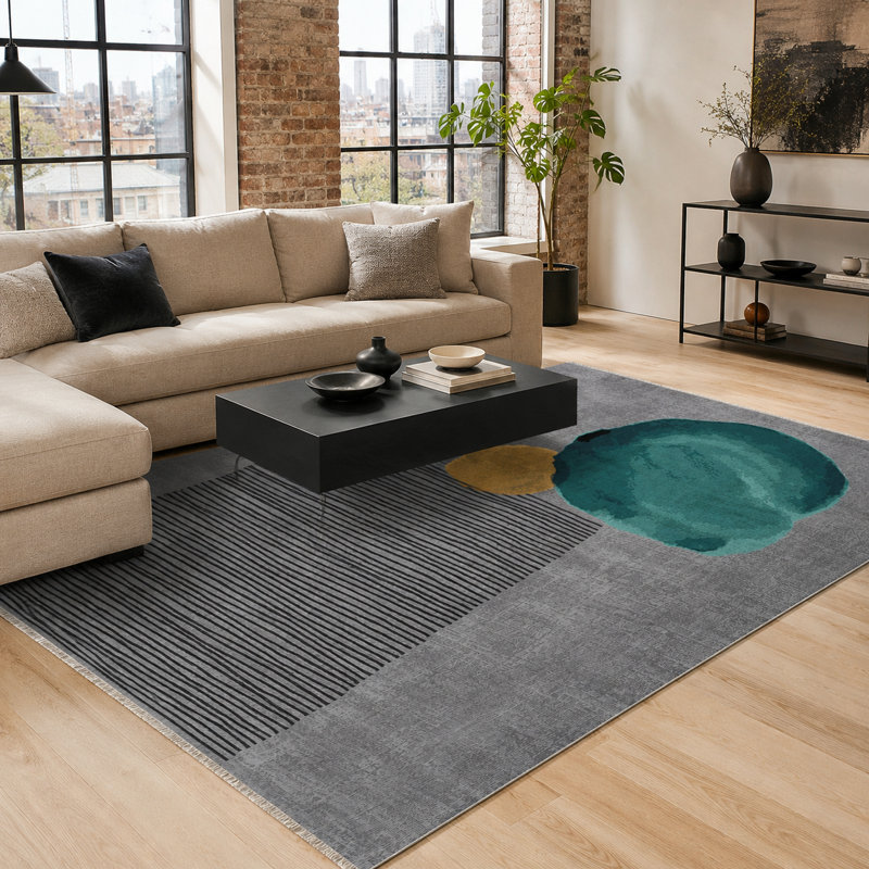 Abstract Cotton and Chenille Flatweave Area Rug, 60 x 100 cm