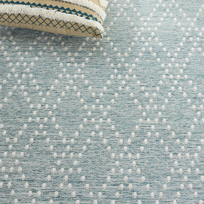 Sunset Power Loom 85% Polypropylene/15% Polyester Geometric Area Rug in Aqua / Beige, Rectangle 4' x 6'