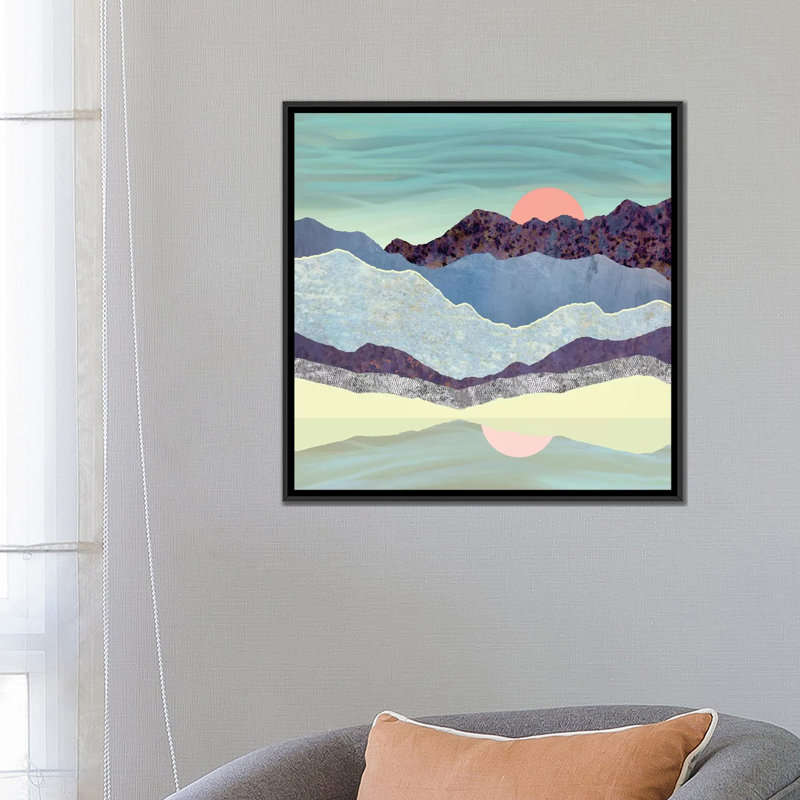 Summer Dawn - impression d'art graphique, Pas de tapis, H 26 po x l 26 po x P 1,5 po, Toile avec cadre noir