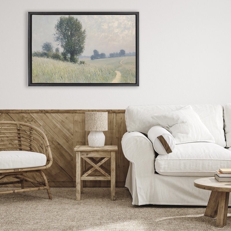 Haut chemin d'herbe dans un cadre flottant, design par Petal Prints Design, Cadre flottant noir de jais, H 21 po x l 31 po