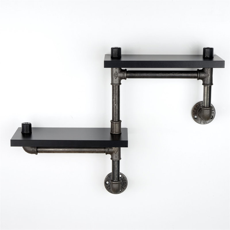 Élégante tablette en tuyau noir de 22,0 po x 5,1 po x 16,5 po | Fabrication durable en 100% panneau de fibres à densité moyenne, parfaite pour la maison ou le bureau | Conception industrielle rustique, idéale pour organiser des livres, des décorations et plus encore