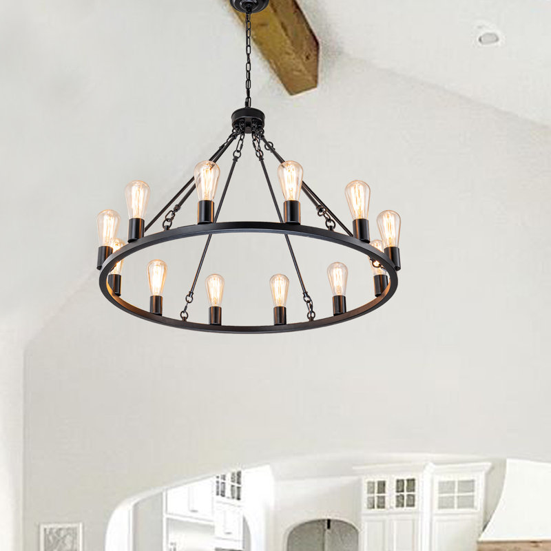 Moritz 12 - Light Wagon Wheel Chandelier