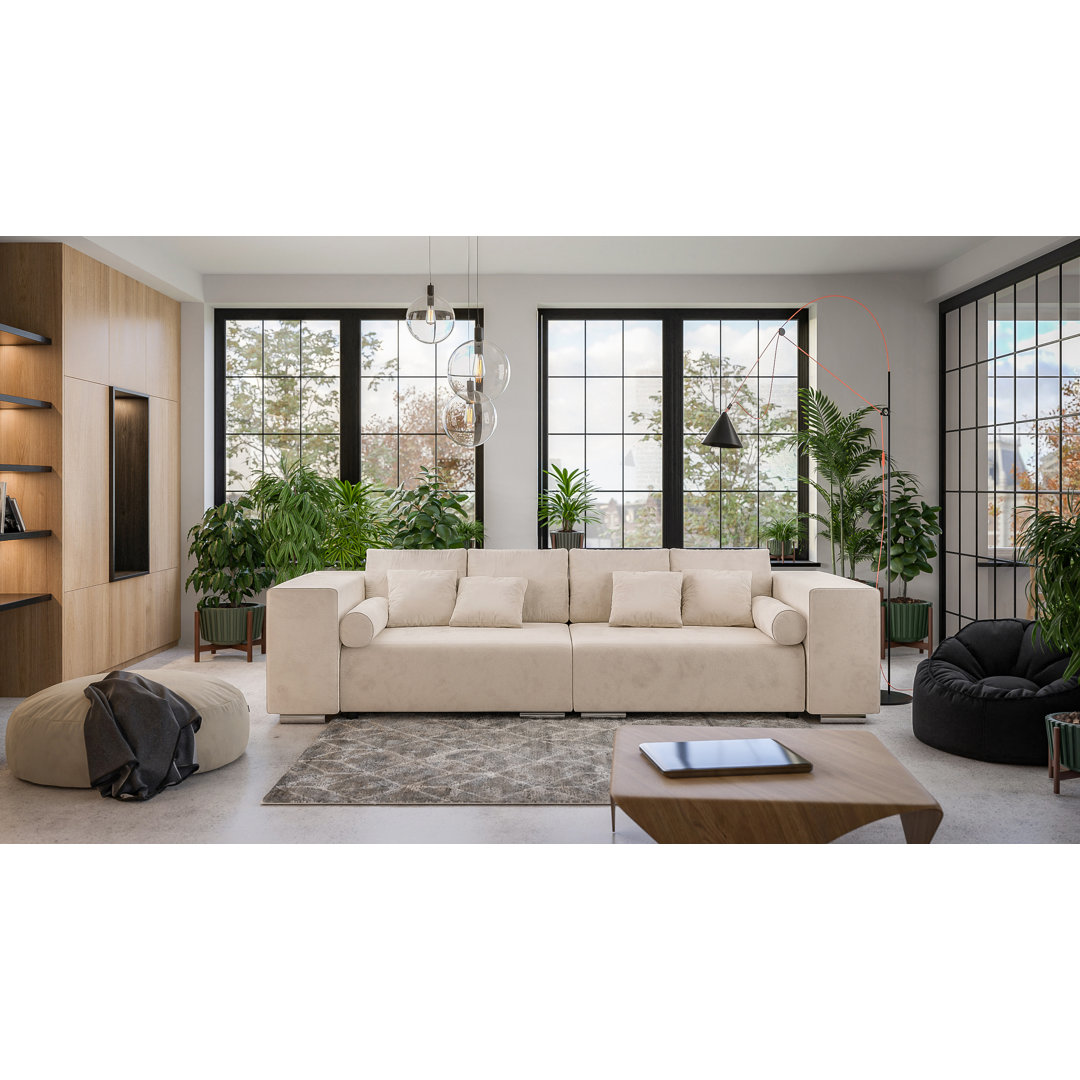 Big Sofa Beaucet mit Schlaffunktion, Boxspringfederung, Lounge Sofa mit Vielen Losen Kissen