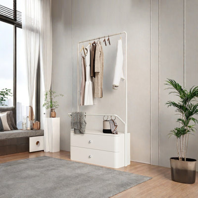 Portemanteau vertical avec tiroirs doubles