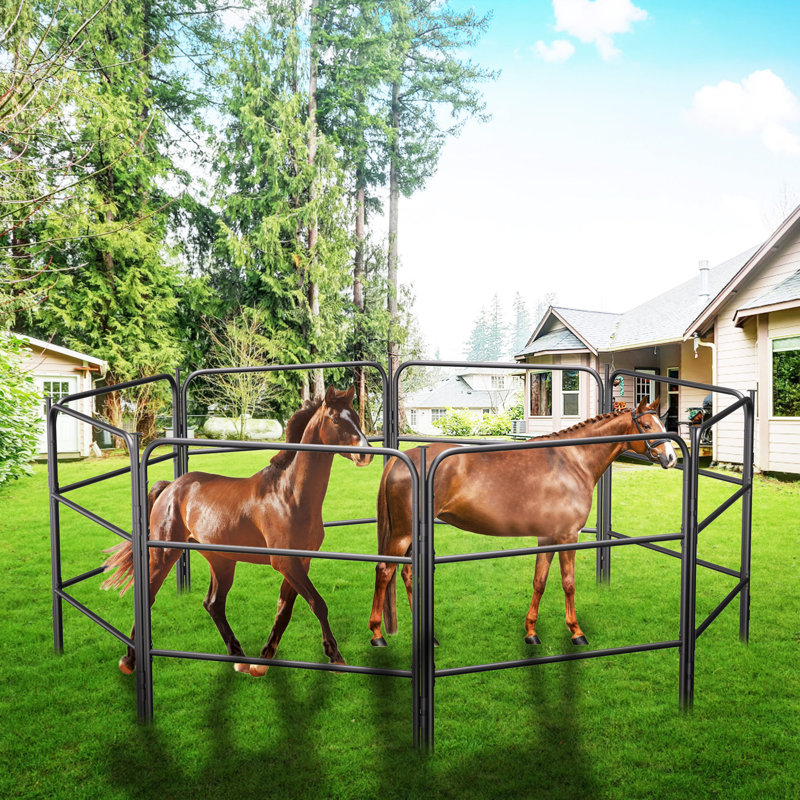 Clôture pliante portative à cheval portable - enclos à 8 panneaux pour chevaux, vaches, moutons et lamas, camping extérieur et cour