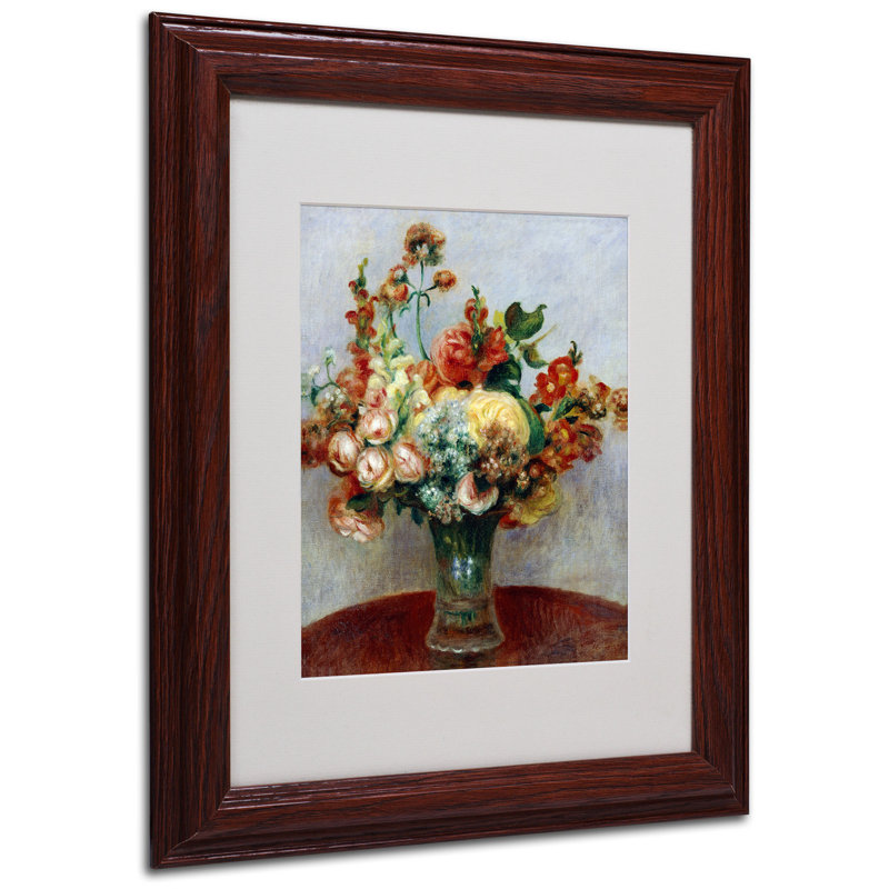 Fleurs par Pierre-Auguste Renoir - reproduction d'art sur toile, H 14 po x l 11 po x P 0,5 po, Brun