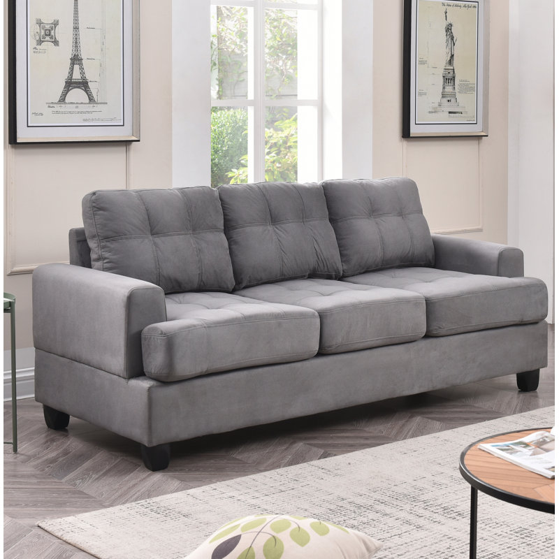 Penta Upholstered 79'' Sofa, Gray Microfiber/Microsuede