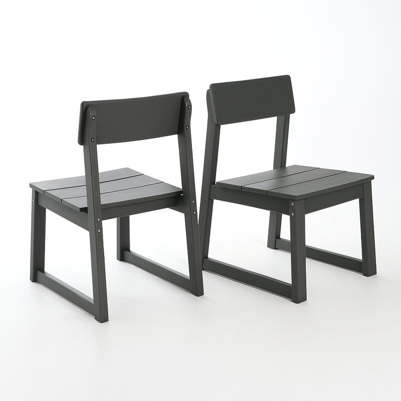 HDPE Modernist Design Outdoor Garden Chair Set, Gray