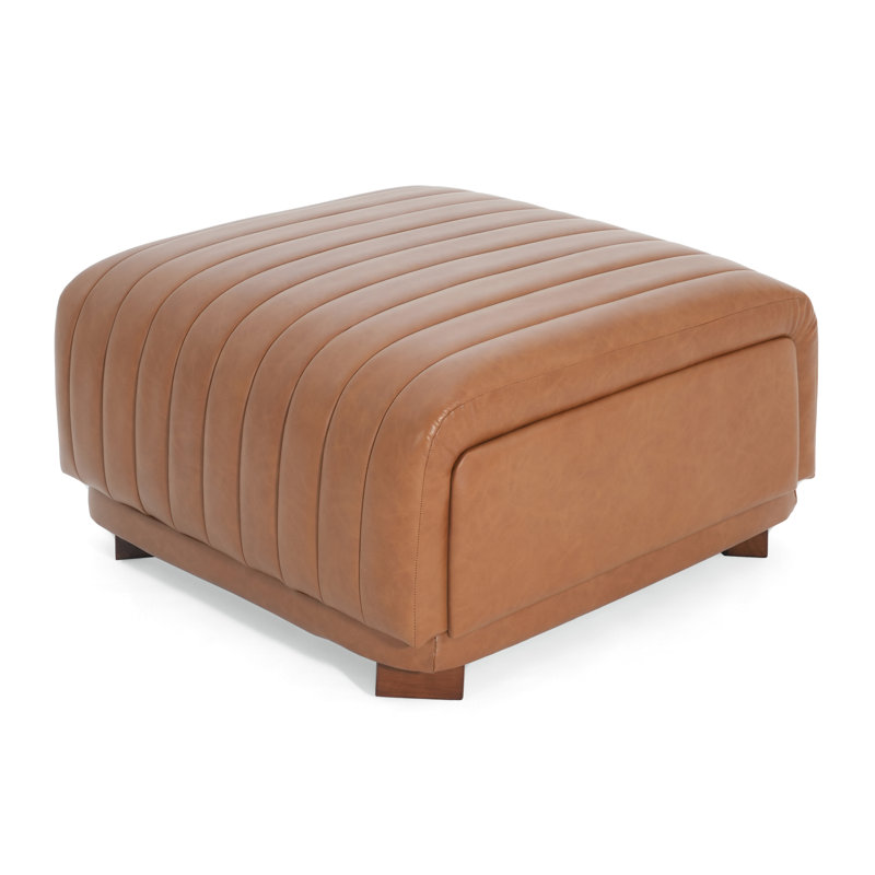 Degeorge 32" Wide Contemporary Channel Tufted Storage Ottoman With 2 Drawers, Brown