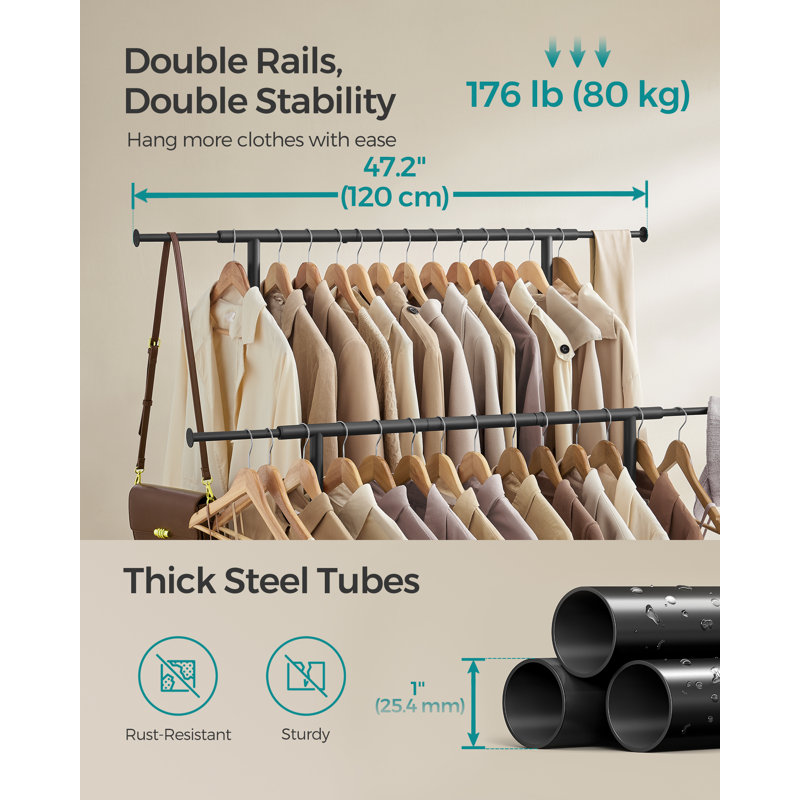 Adjustable Rolling Clothing Rack