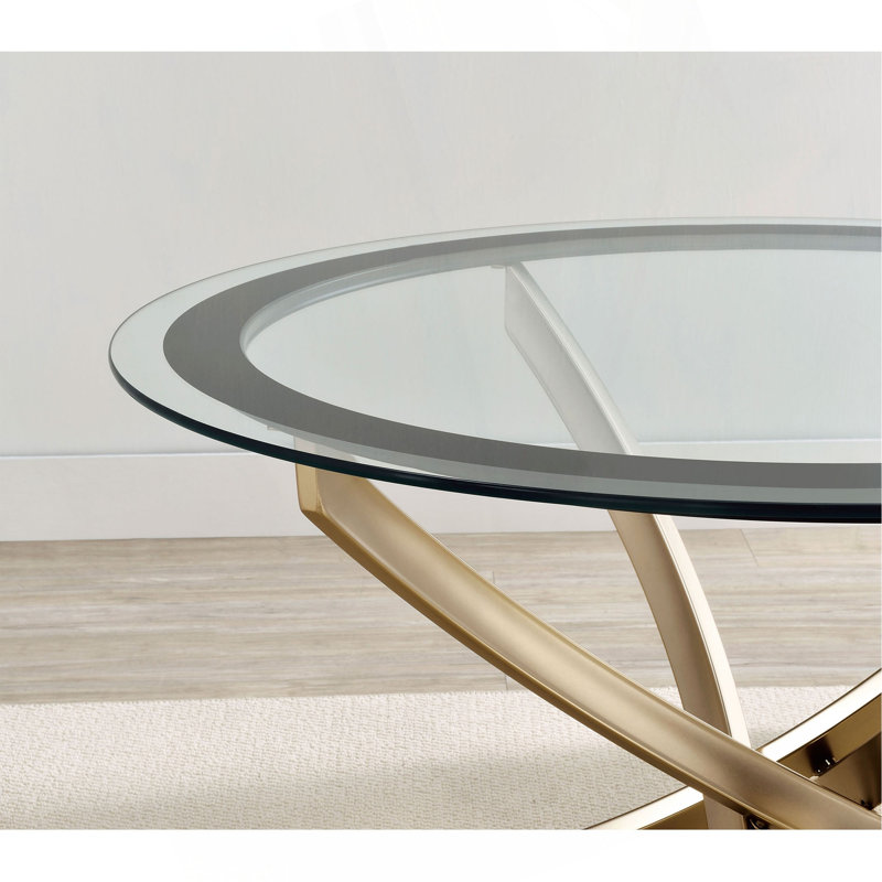 Table de bout Connors, H 22 po x l 23,5 po x P 23,5 po, Transparent / Brushed Brass