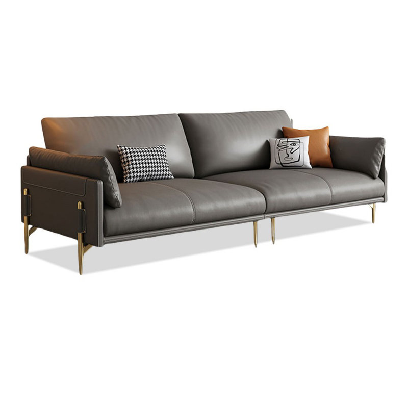 Genuine Leather Modular Sofa cushion couch, 33.07" H x 110.24" W x 37.01" D, Gray, 4