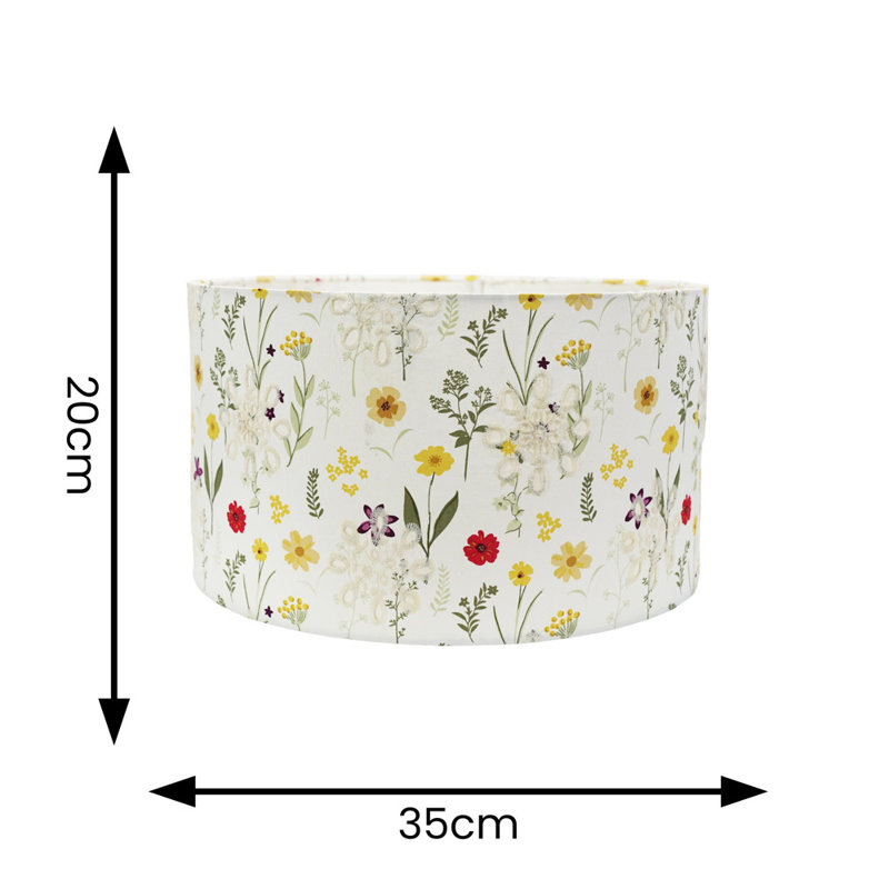 Fabric Drum Lamp Shade ( Slip-On ) in Cream, 20cm H x 35cm W x 35cm D