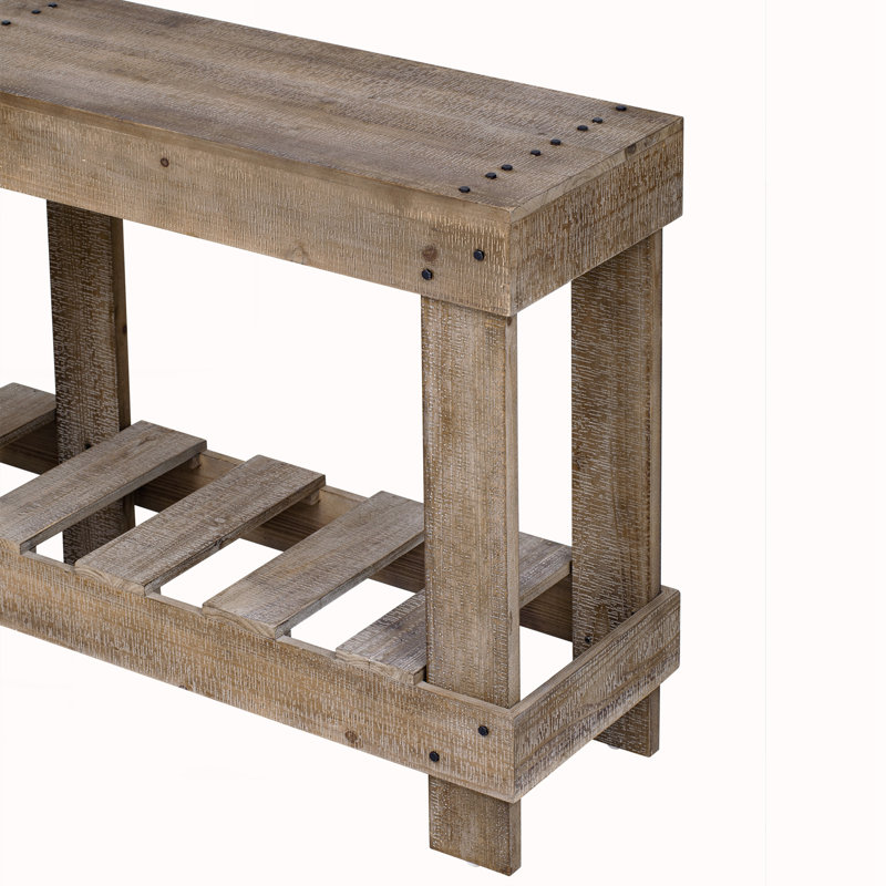 Rivet en métal décor et planche sous la tablette, console pour le couloir, salon, Naturel