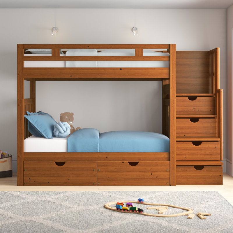 Langley Solid Wood Futon Bunk Bed by Harriet Bee, Twin Over Futon