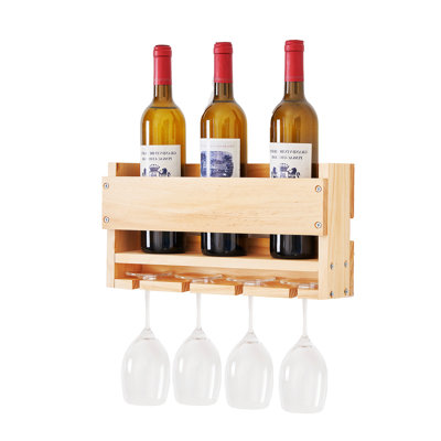 Support à bouteilles et porte-bouteilles en bois massif Dequaveon