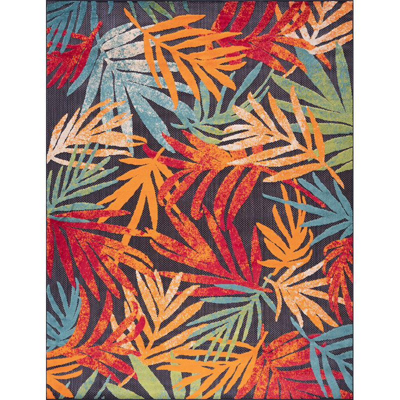 Tapis floral moderne en polypropylène bleu marine Oaks, 8 pi 10 po x 12 pi 2 po, 9 x 12 - (8 pi 10 po x 12 pi 2 po)