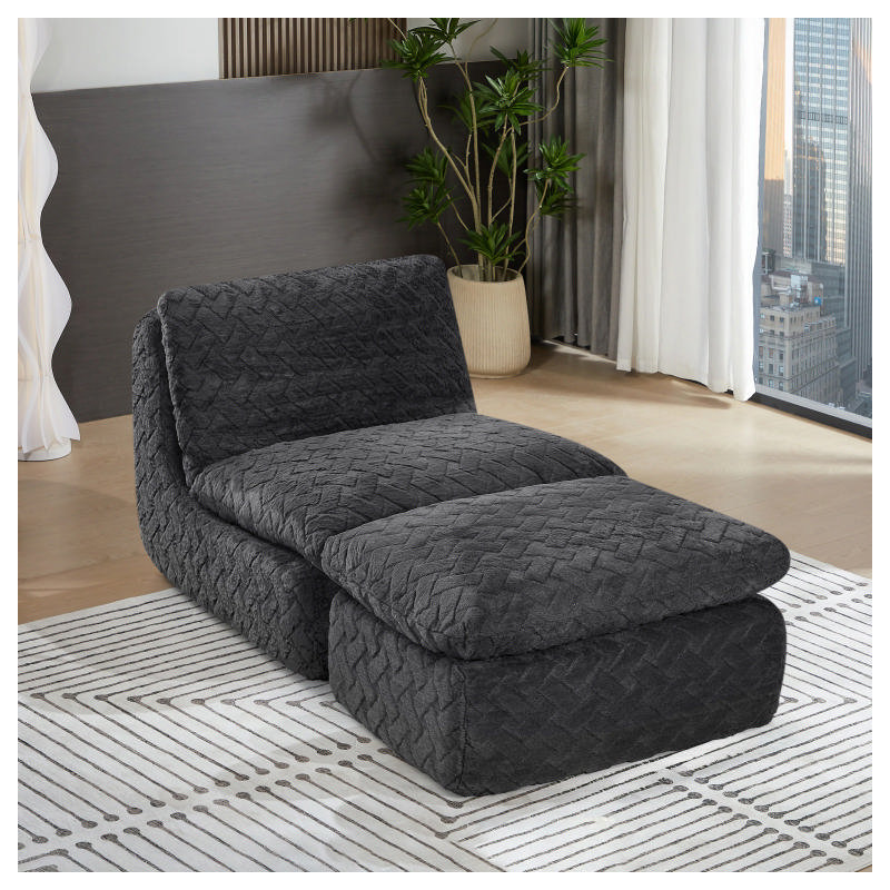 Fauteuil à compression double avec repose-pieds pivotant, Noir