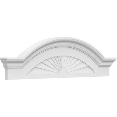 38"W x 10-1/2"H x 2-1/2"P Segment Arch W/ Flankers Sunburst Architectural Grade PVC Pediment