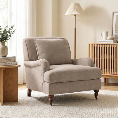 Fauteuil d'appoint en bois rembourré English Classic