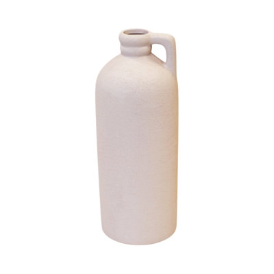 White Tall Textured Ceramic Jug Vase 24cm
