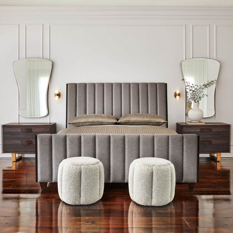 Tuffet Ottoman-Sheepskin-Toast, White