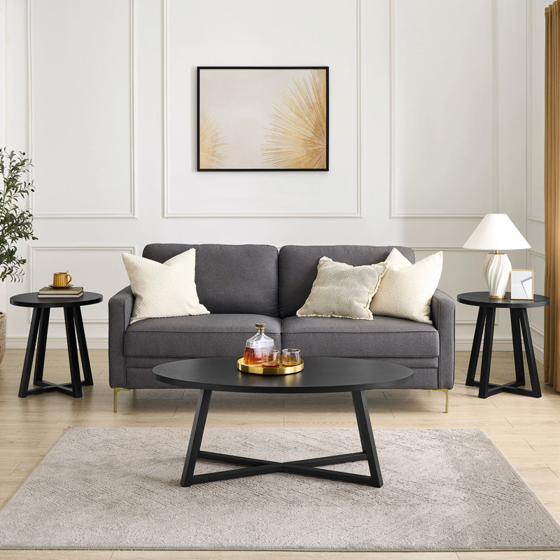 Ensemble de tables basses 3 pièces Modern Harmony, Noir