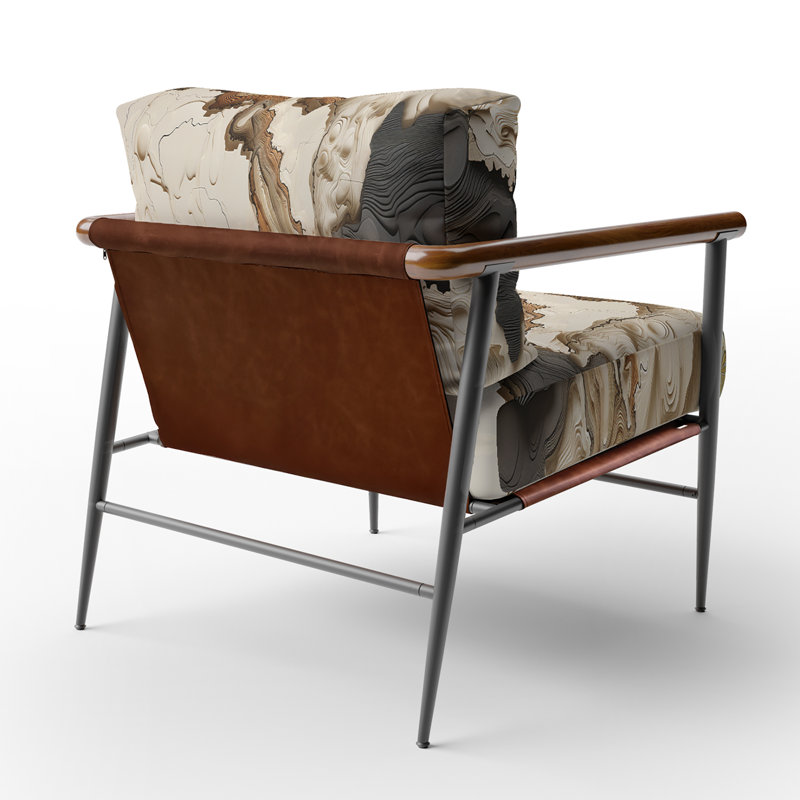 Fauteuil rembourré beige, beige et brun, Noir