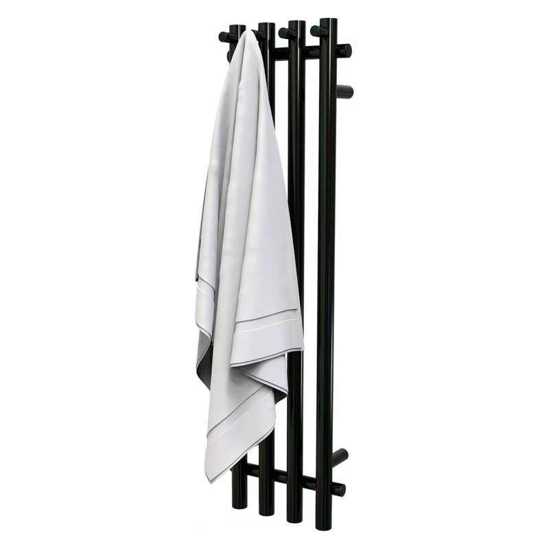Porte-serviettes chauffant avec minuterie, chauffe-serviettes électrique pour la salle de bain, 4 rails verticaux, câblés ou à brancher