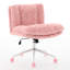 Chaise pivotante en fausse fourrure rose avec siège de 26,4 pouces, inclinaison réglable, coussin double, pour bureau et garde-robe