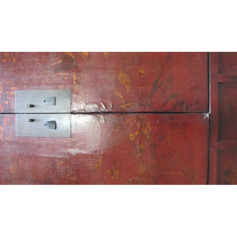 80" Inch High Chinoiserie-Style Red Elm Armoire