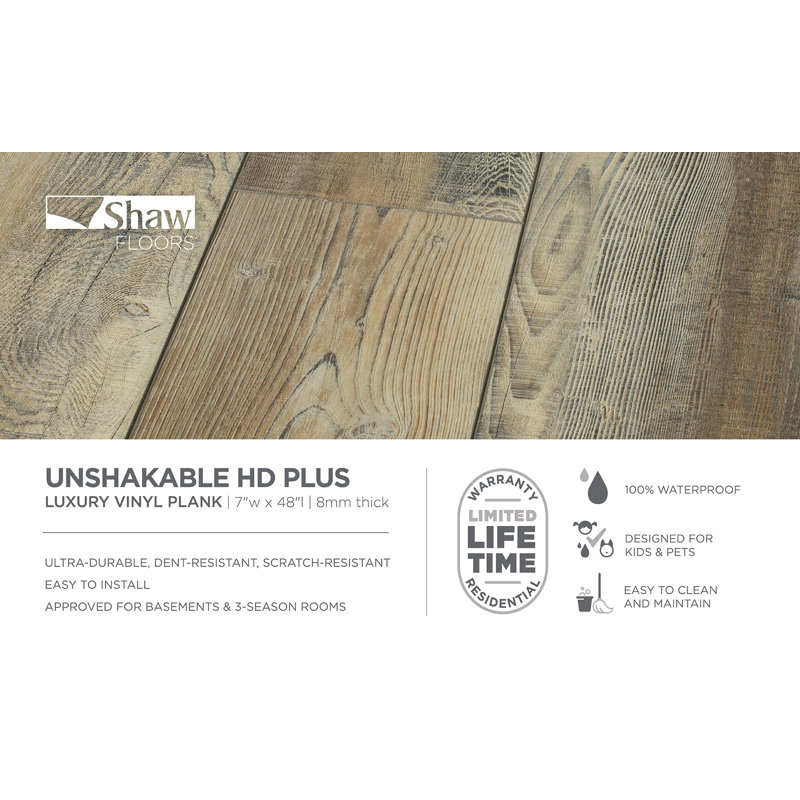 Unshakable HD Plus 7" x 48" x 8mm Oak Luxury Vinyl Plank, Resolute