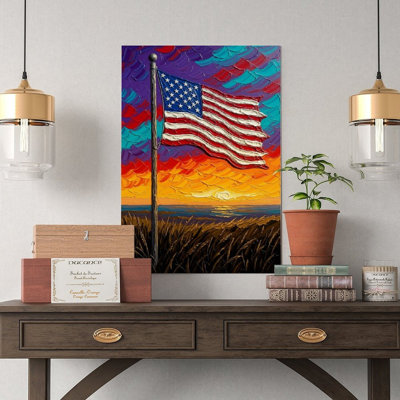 Canvas Wall Art Historic American Flag Art Print-1 Vintage Poster Print Home Decor