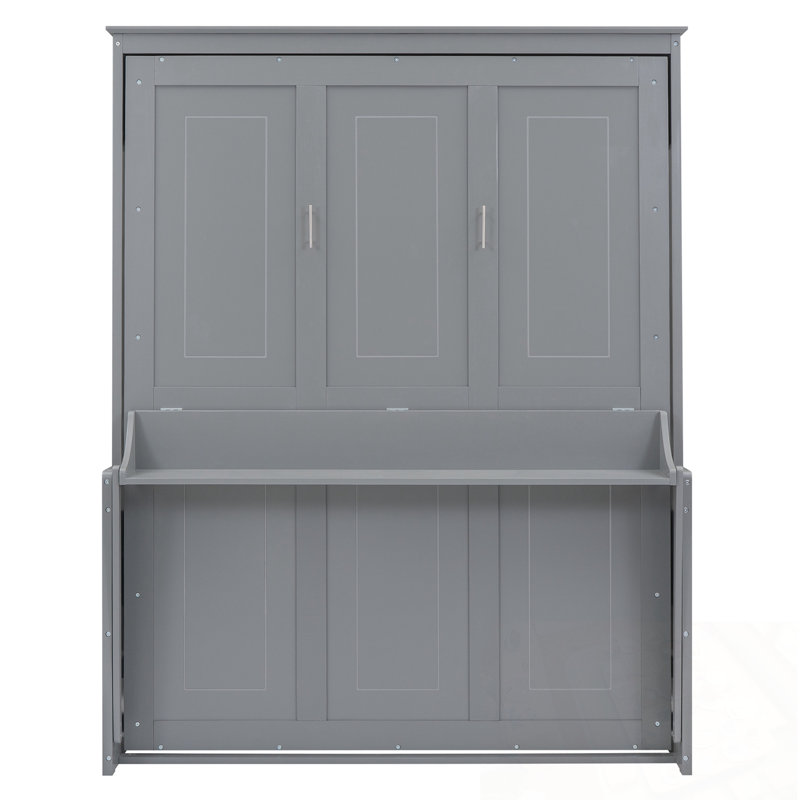 Grand lit escamotable avec tablette, Gris