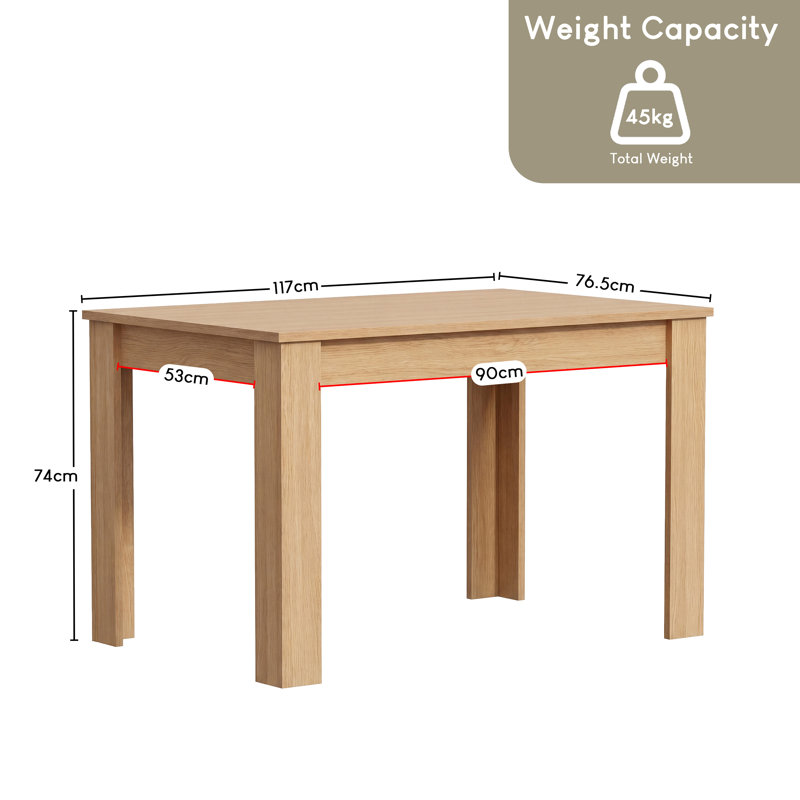 Iriemi Dining Table, Oak, 74cm H x 117cm L x 76.5cm W