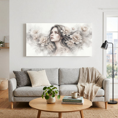Floral Portrait Canvas Wall Art Set Of 1