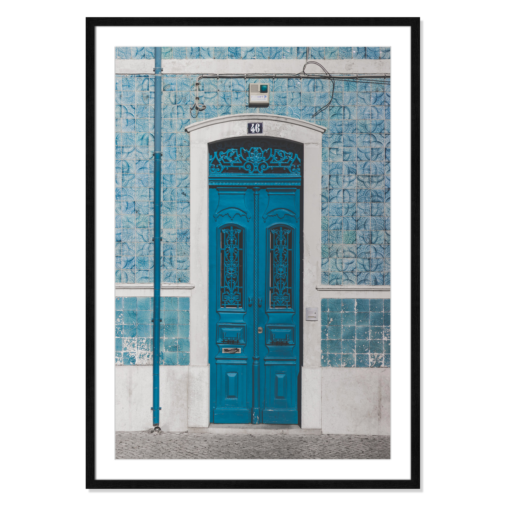 Blue Door Of Caldas De Rainha, Portugual by Catarina Carvalho, Black, 41.5" H x 29.5" W x 0.75" D