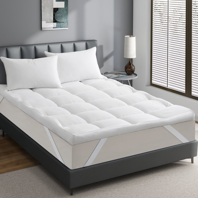 Surmatelas en duvet synthétique 4 po, Lit double, Blanc