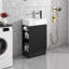 Meuble-lavabo simple moderne 18,6 po avec lavabo en céramique et tablette à deux niveaux, armoire en panneau de fibres à densité moyenne noir-402180393