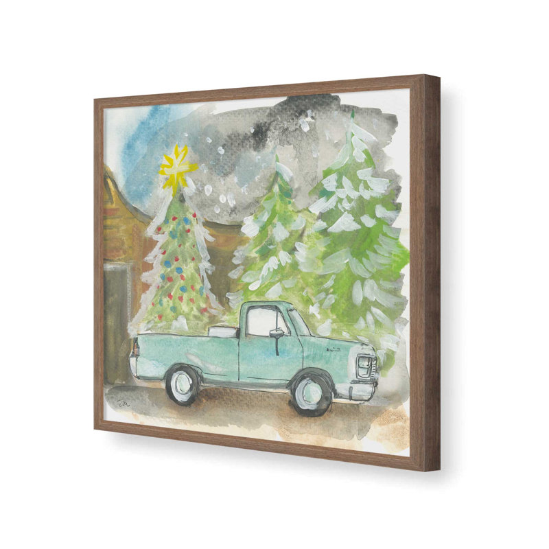 «Christmas Tree Truck» par Jessica Mingo, reproduction d'art, L 12 po x H 12 po, Brun, Impression encadrée