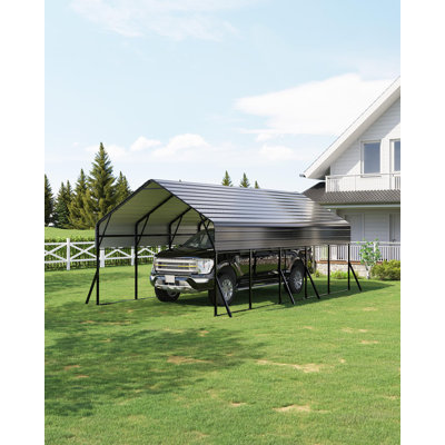 10 x 15 FT Metal Carport, Heavy Duty Car Ports Kit with Reinforced Frame with Anchors for Pickup Trucks, Boats, RVs, Tractors