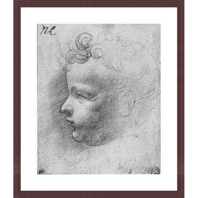 Head of a child (pencil on paper) (b/w photo) by Leonardo da Vinci -Framed Giclee Print, H 27,23 po x l 23,5 po