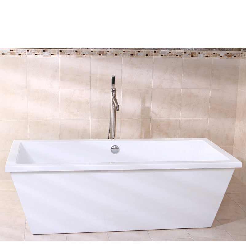 Baignoire autoportante rectangulaire à double extrémité en acrylique Aqua Eden de 66 pouces avec drain Kingston Kingston