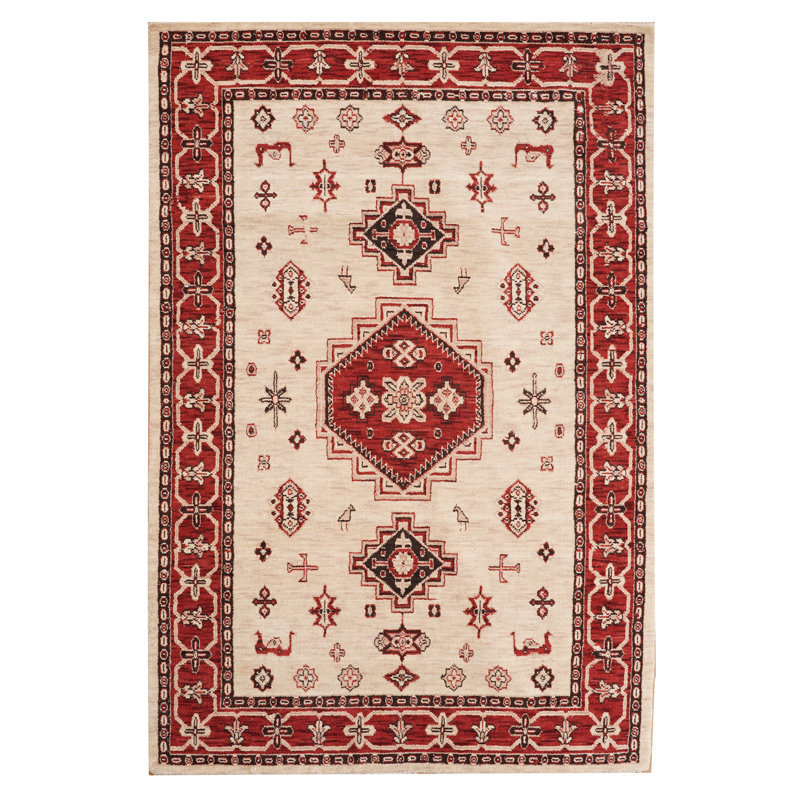 Or | Tapis d'intérieur rouge noué à la main rouge en soie et laine rouge, Rectangulaire 8 pi x 10 pi