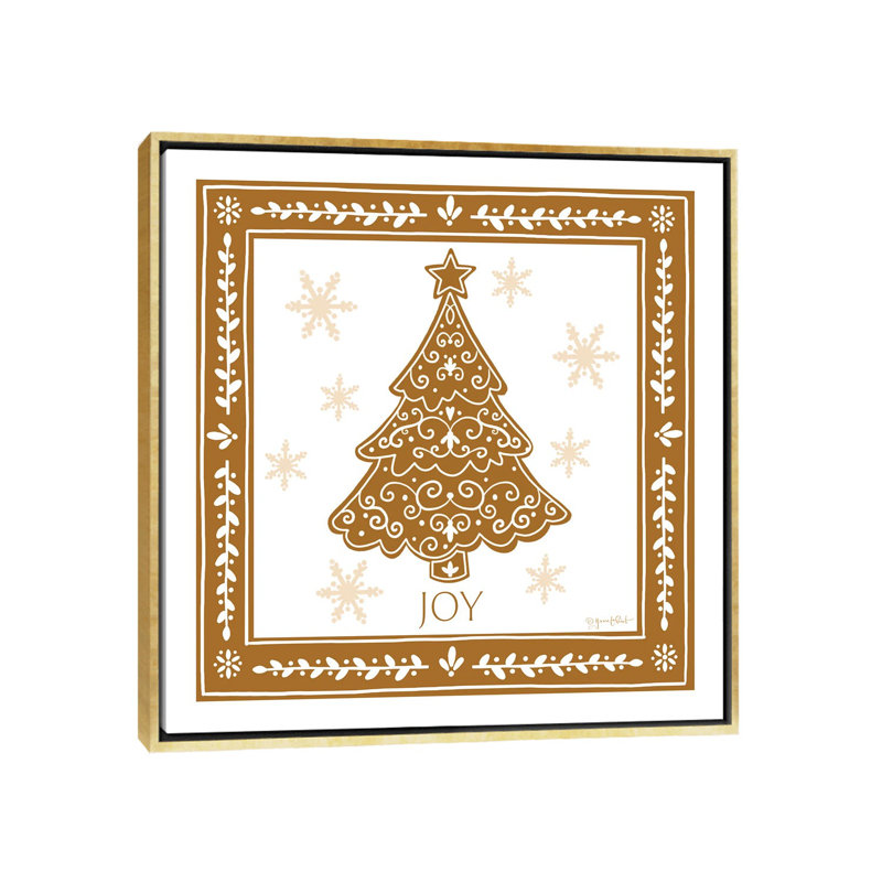 Arbre de Noël en pain d'épice - reproduction d'art murale - toile encadrée, H 37 po x l 37 po, Doré