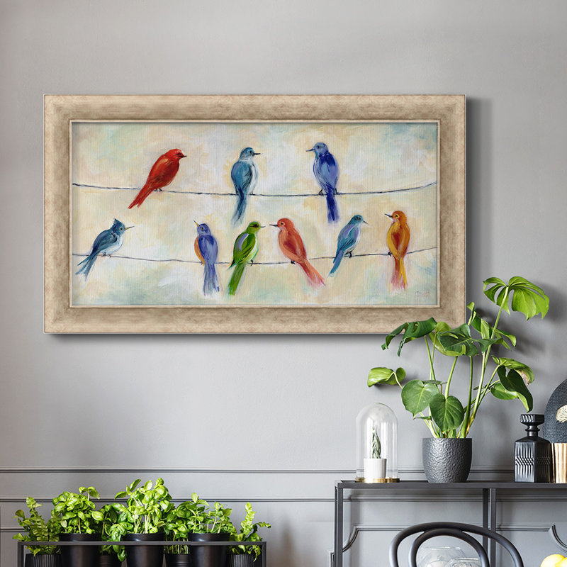 " Chatter ", 25" H x 45" W x 1.25" D, Brown Framed Canvas