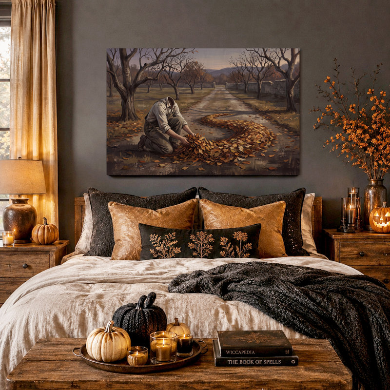 «Headless man Arranging Autumn Leaves», art mural sur toile, 12"H x 18"W