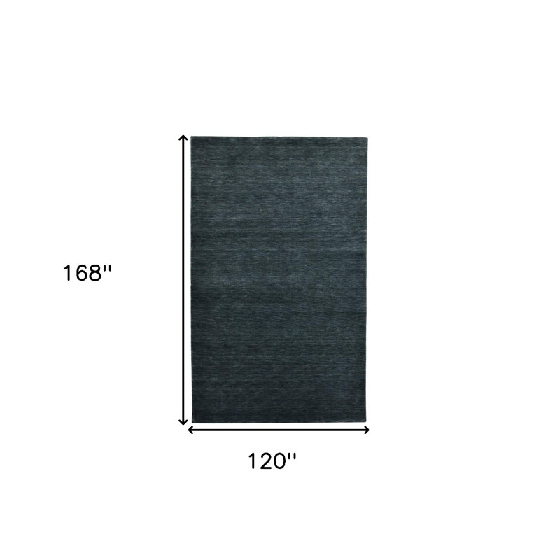 Tapis gris foncé en laine tissé à la main 10 pi x 14 pi