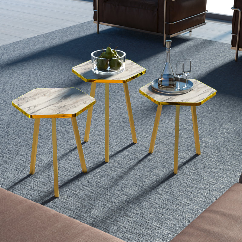 Ensemble de tables de bout Irsah, gris, Or