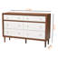 Westphal Two-Tone White and Brown Finish 6-Drawer Dresser, 35.69'' H X 53.98'' W X 16.3'' D